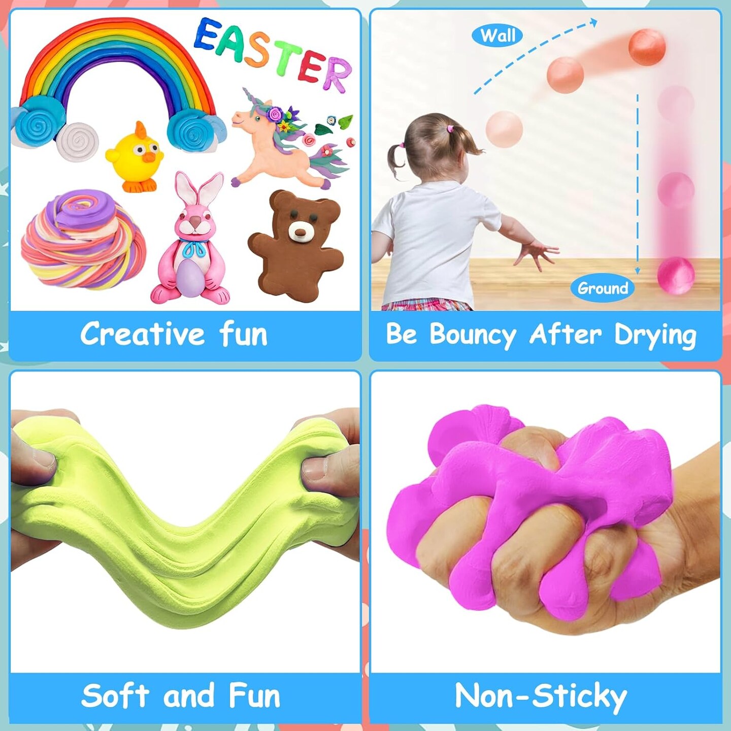 24 Pack Easter Basket Stuffers Fillers Butter Slime Kit Easter Eggs Fidget Toys Stress Relief Non-Sticky Stretchy