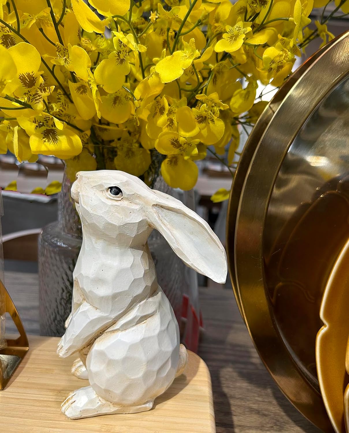 Easter Bunny Decoration, Decorative Farmhouse Modern Standing White Rabbit Bunny Figurine
