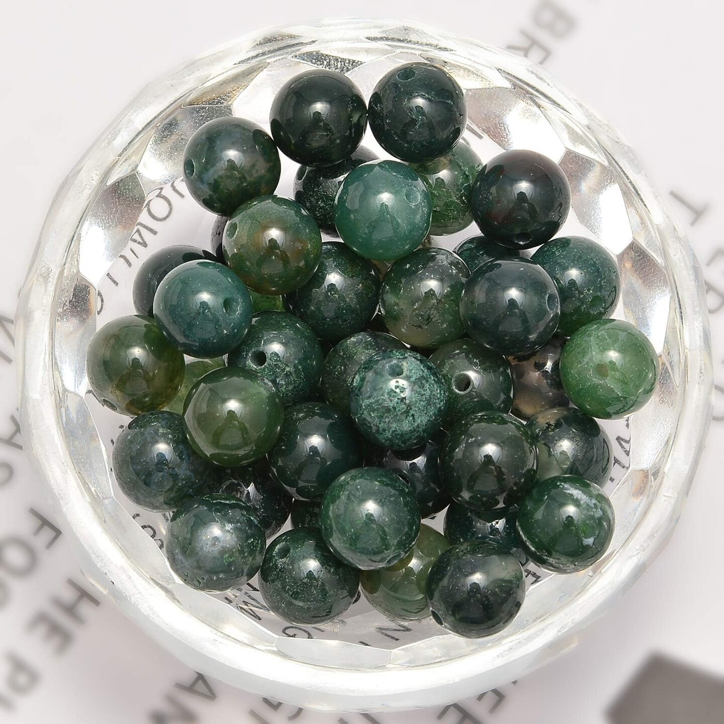 100pcs Original Natural Stone Beads Gemstone Round Loose Beads 6mm 8mm 10mm (Green Moss Agate, 6mm 100Beads)