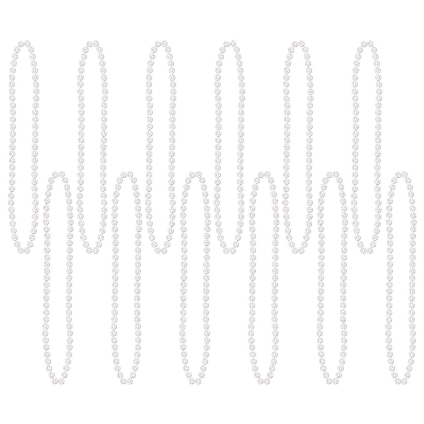 144 Pack Beistle Party Bead Necklaces - Small Round white