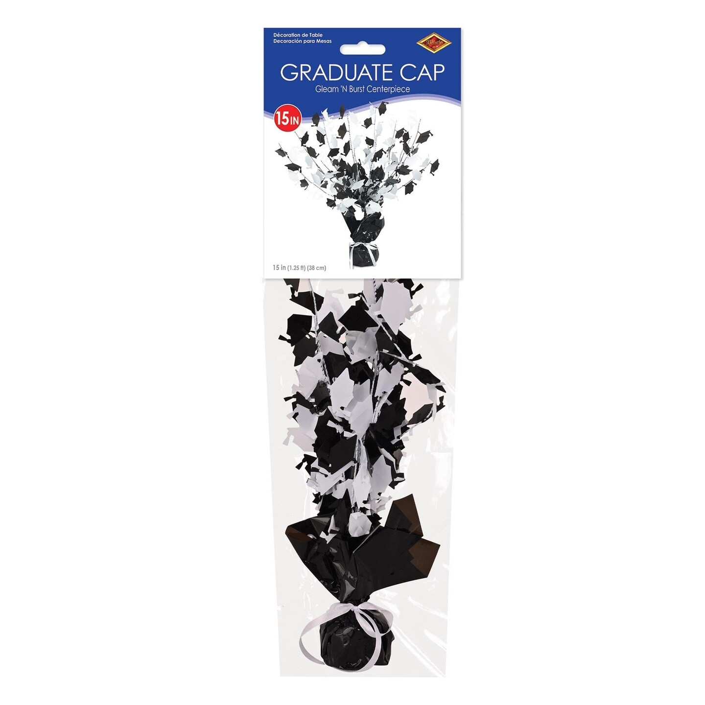 12 Pack Beistle Graduation Party Centerpiece - black/white