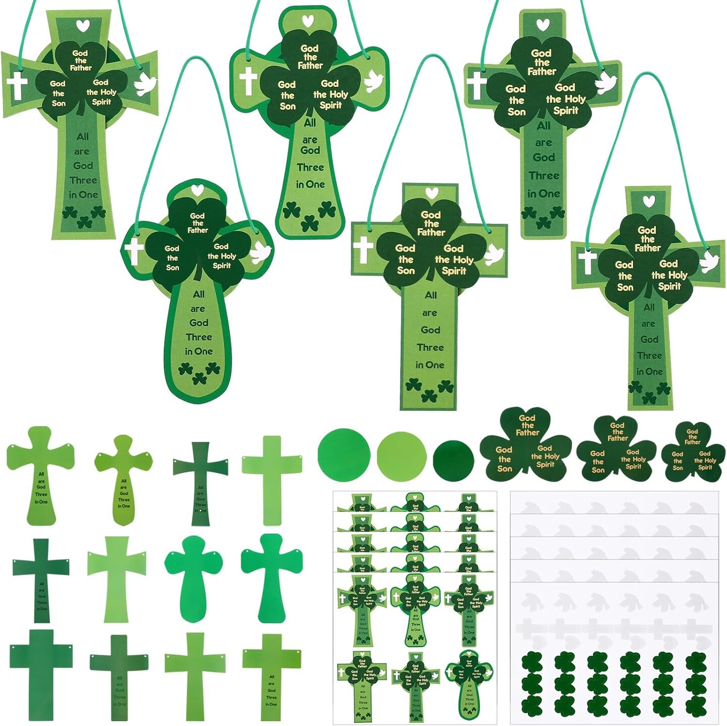 30 Set St. Patrick's Day Crafts DIY Shamrock Cross Craft Holy Trinity Shamrock Cross Sign