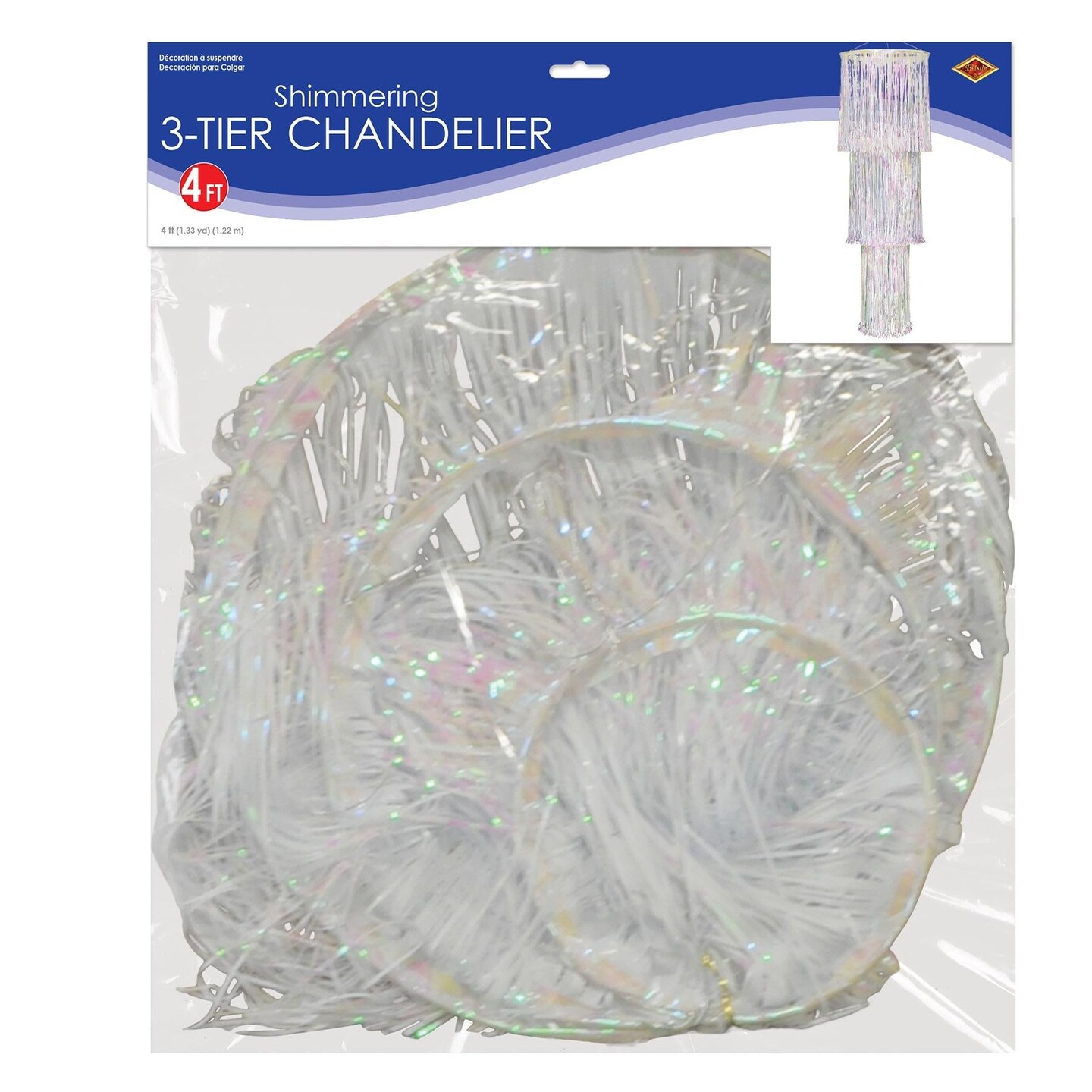 6 Pack Beistle 3-Tier (1-Ply) Shimmering Chandelier Wedding Decoration - opalescent