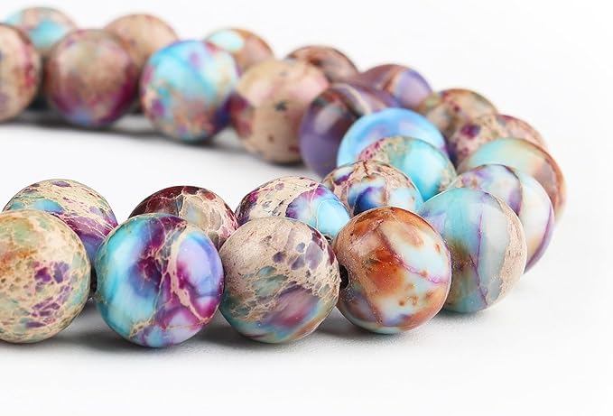 Natural Stone Beads Gemstone Beads for Jewelry Making - Galaxy Sea Sediment Jasper Beads for Bracelets, 6mm Semi Precious Crystal Round Beads(58-60pcs, 6mm, Galaxy Sea Sediment Jasper)