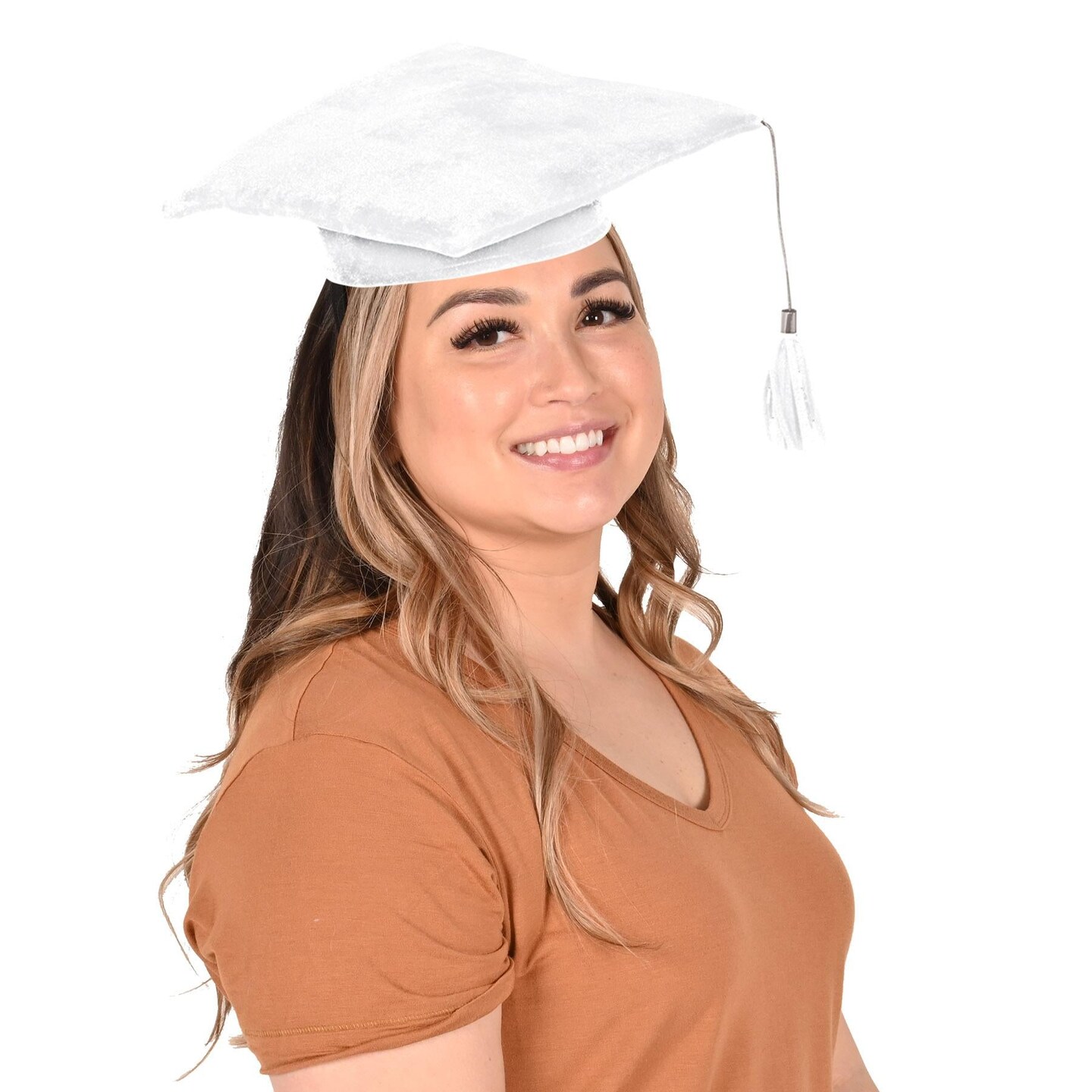 12 Pack Beistle Plush Graduate Graduation Party Cap- White