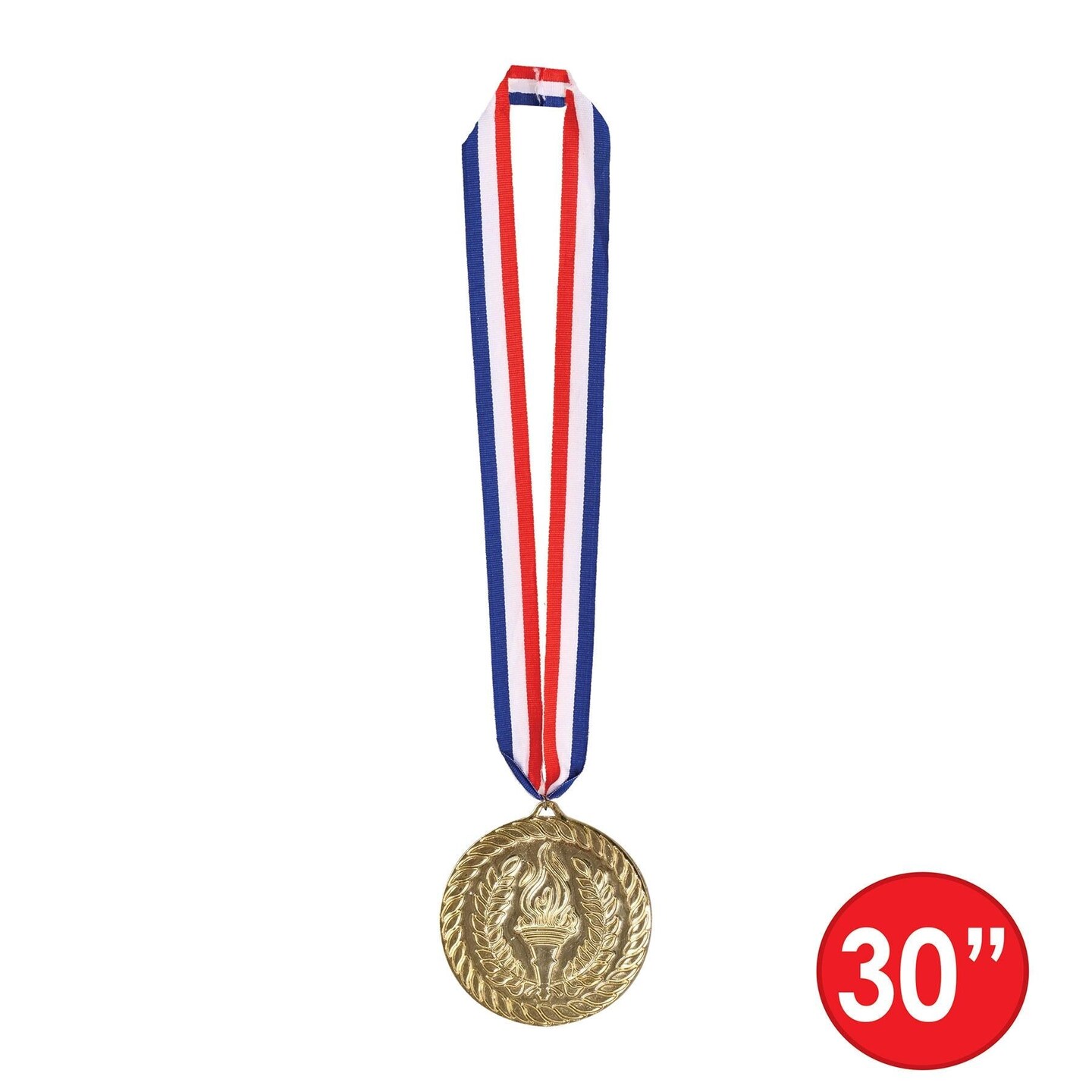 12 Pack Beistle Gold Medal with Ribbon (4 Inch)
