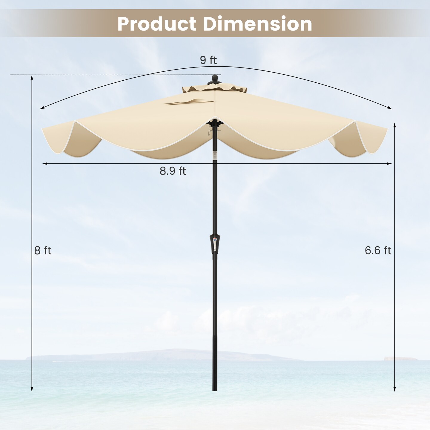 9 FT Outdoor Patio Umbrella with Crank Handle, Push Button Tilt, UV-Resistant Canopy for Sun Protection