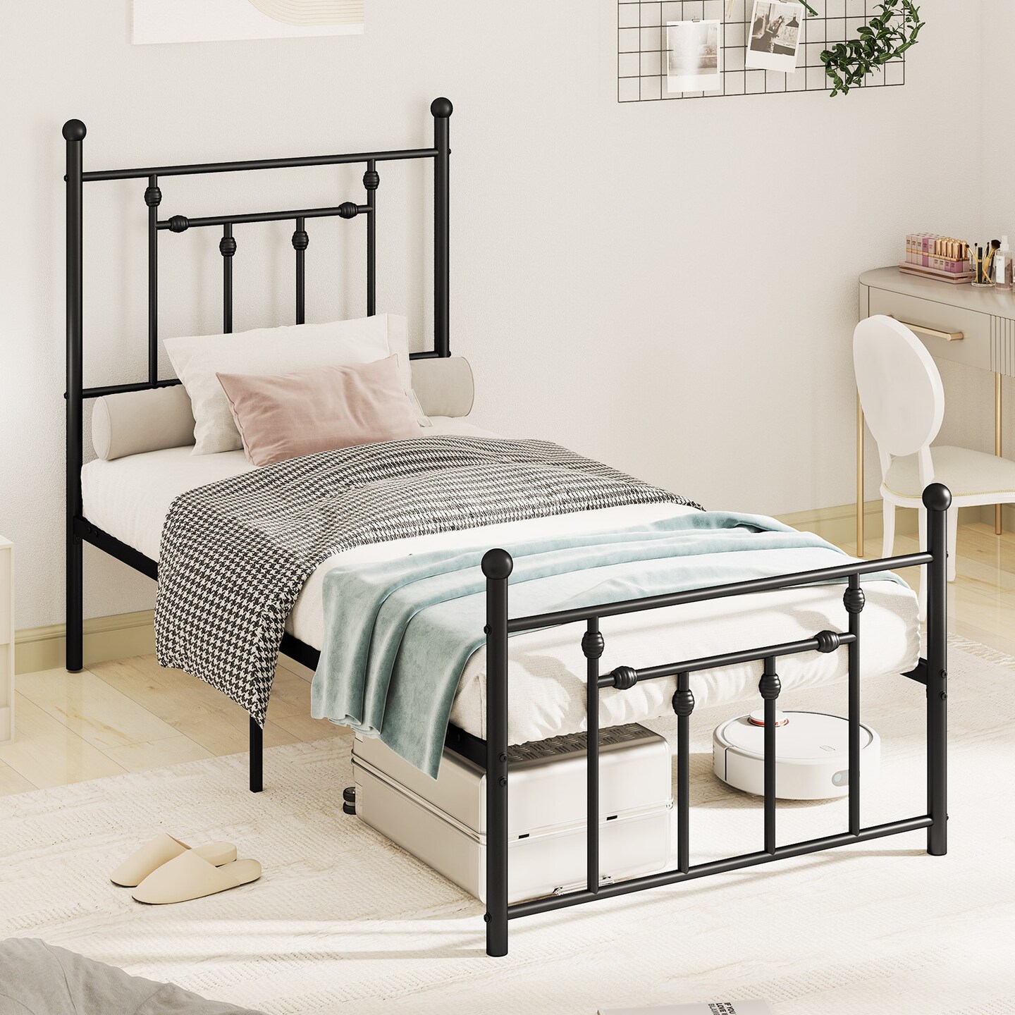 Heavy-duty Metal Bed Frame with Headboard