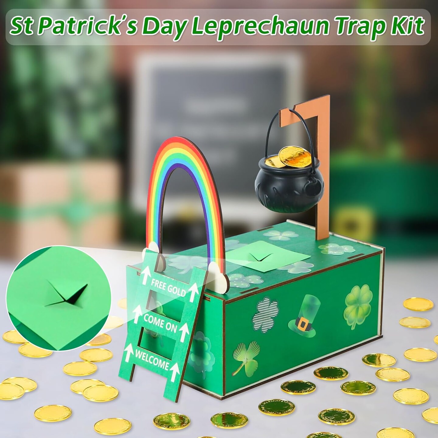 St. Patrick's Day Leprechaun Trap Kit St. Patrick's Day DIY Craft Kit, Make A Trap to Catch A Leprechaun, St. Patrick's Day Wood Craft Gift for Kids