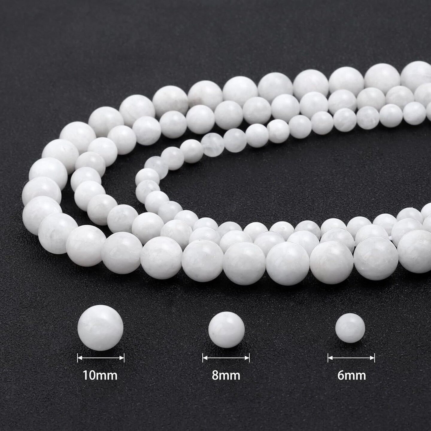 Natural Gemstone Beads for Jewelry Making,8mm White Moonstone Polished Round Smooth Stone Beads