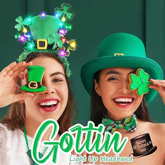 Grünes Kleeblatt-Stirnband Für St. Patrick’s Day – Glitzer, Rutschfest, Für Damen & Mädchen