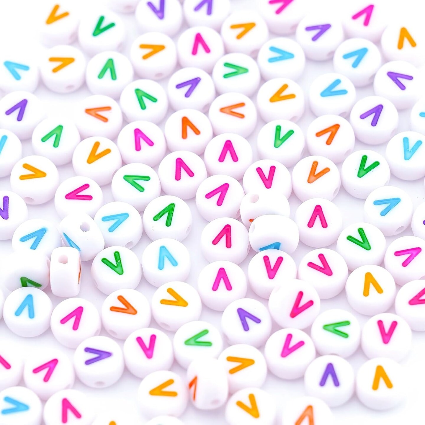 300Pcs Round Letter Beads V 4X7mm Individual Alphabet Beads for Friendship Bracelets Making