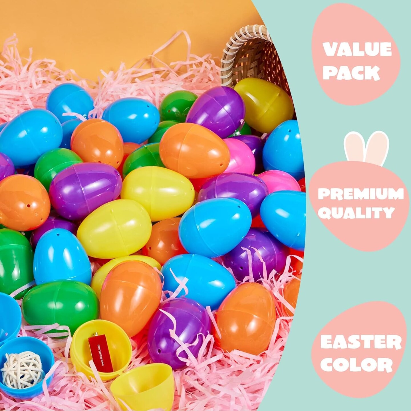 600 PCS 2.3&#x22; Easter Eggs, Empty Plastic Eggs Fillable Colorful Bright Eggshell Bulks for Easter Hunt, Filling Treats, Party Favor, Basket Stuffers, Classroom Prize Supplies