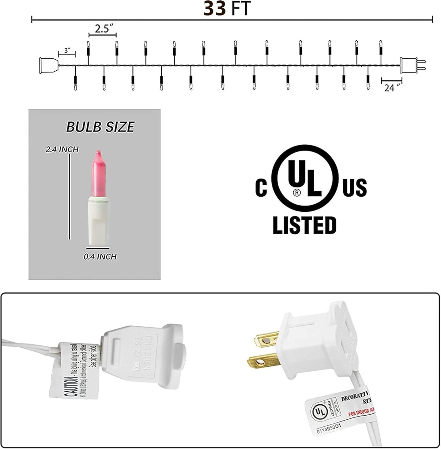 Warm White Christmas Mini String Lights, 150 Incandescent Lights, Waterproof Christmas Decorations for Indoor Outdoor Garden Yard Decor (Pastel White Wire, 150 Count)