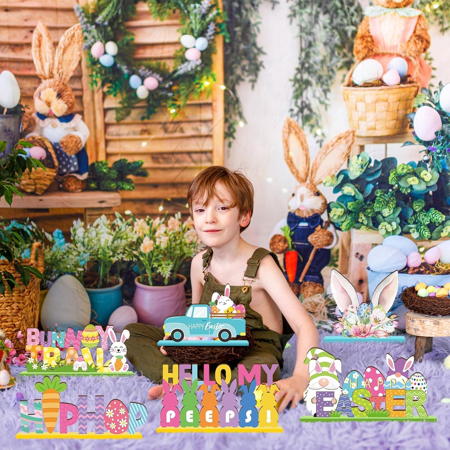 6 Pcs Easter Bunny Tabletop Decorations Easter Table Decor Easter Tiered Tray