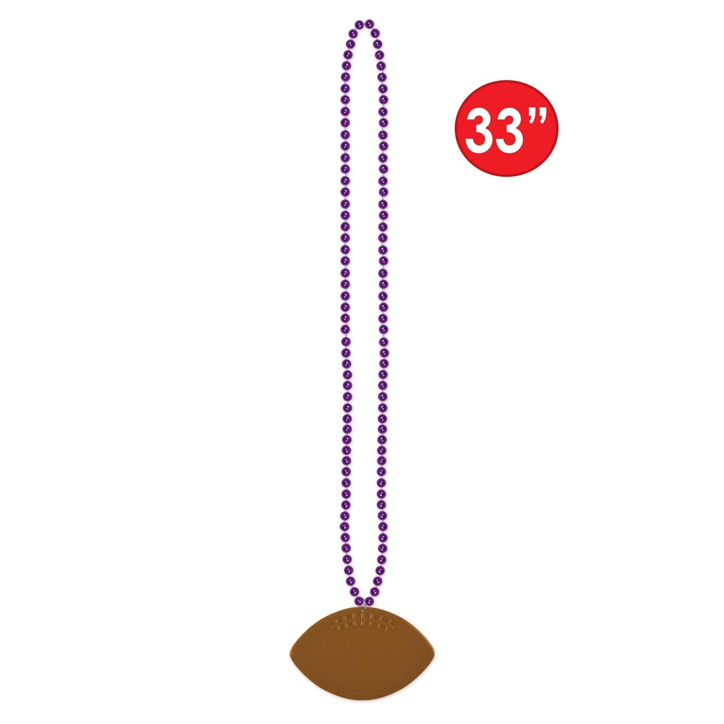 12 Pack Beistle Purple Party Bead Necklaces with Football Medallion