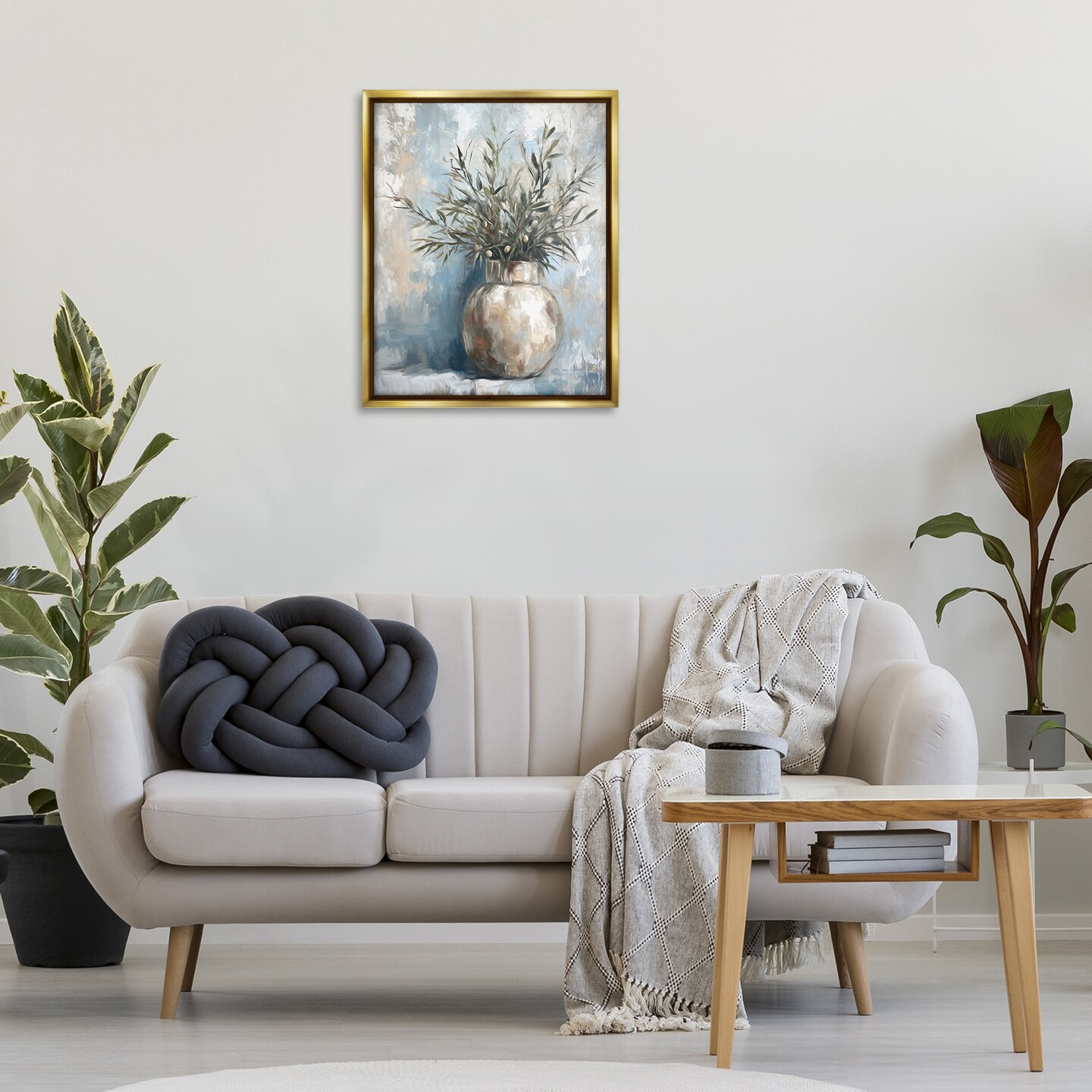 Stupell Industries Potted Olive Branches Floating Frame Design By Ramona Murdock