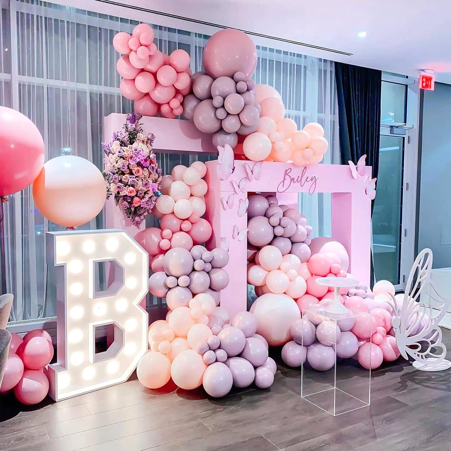 Pastel Pink Purple Balloon Garland Kit, Double Stuffed Lavender Balloons Garland 146pcs Latex Pastel Pink Purple Gold Balloons for Baby Shower Bachelorette Wedding Birthday Party Decorations