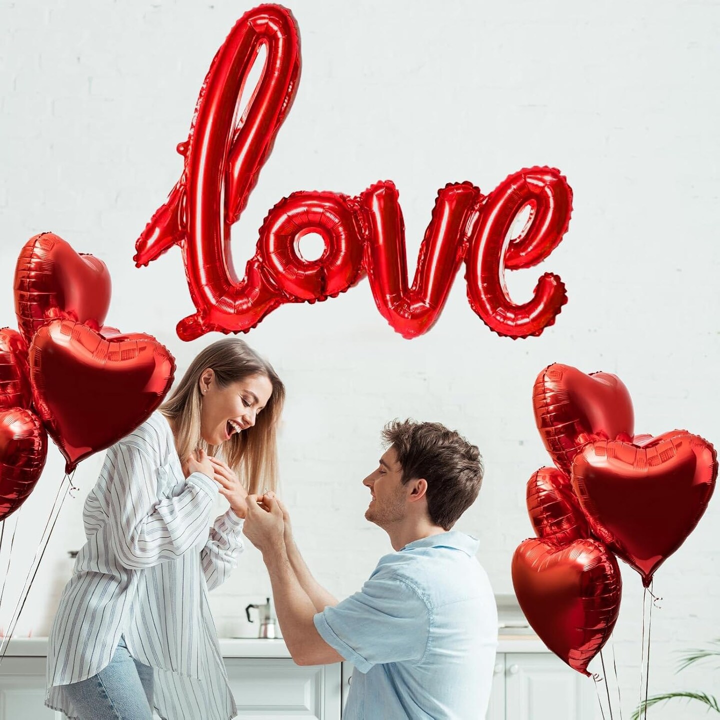 Red LOVE Foil Balloons and 18 Inch Red Heart Foil Balloons