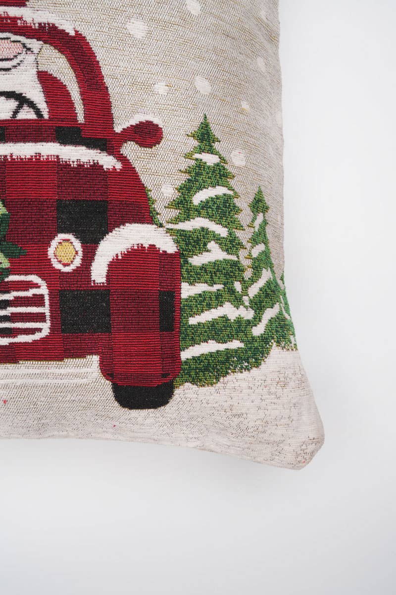 Merry Claus Caravan Jacquard Machine Woven Throw Pillow - 24&#x22; X 24&#x22;
