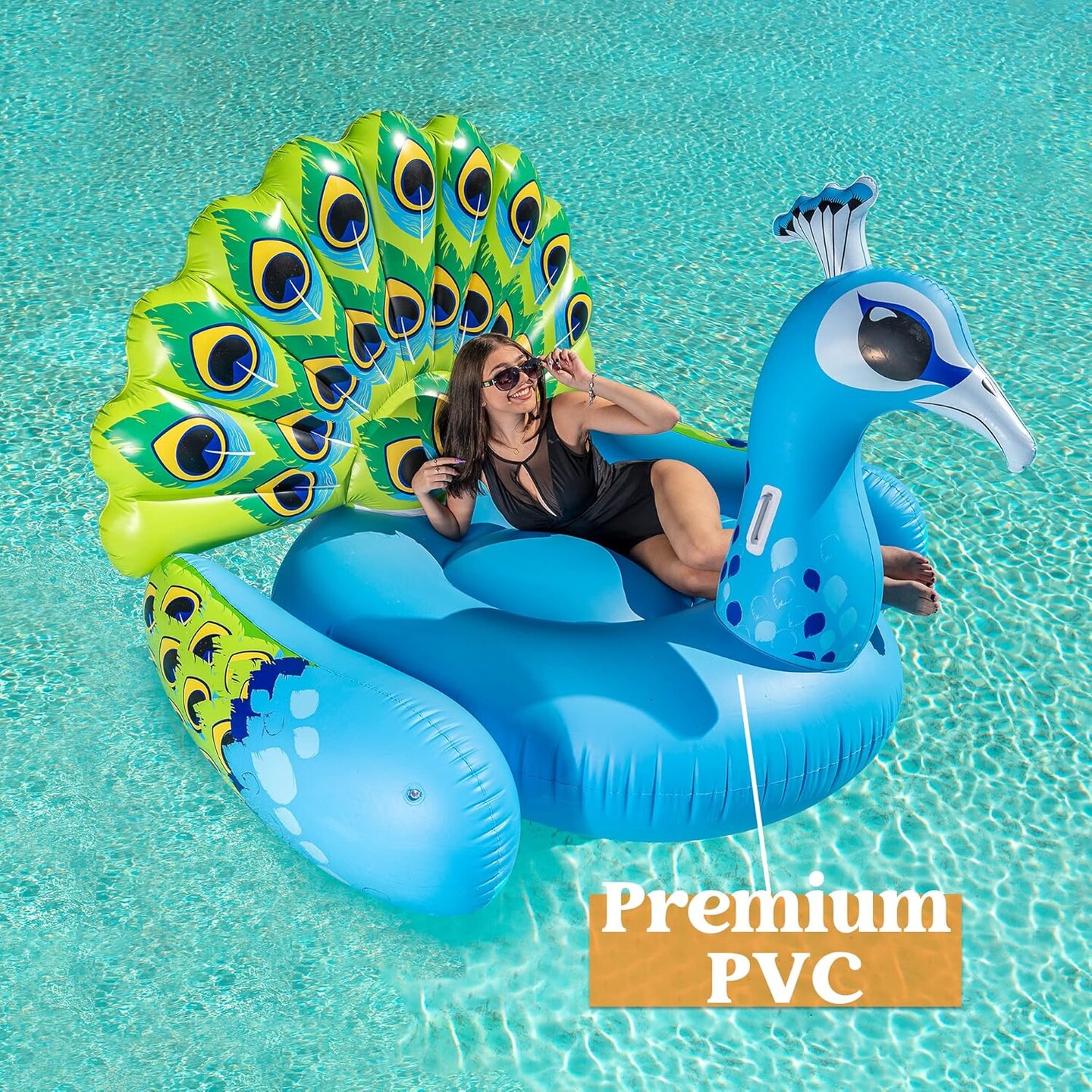 Inflatable Peacock Pool Float - Giant Peacock Fun Beach Floaties, Pool Party Decorations Adult Size Inflatable Animal Summer Swim Pool Raft Toys Lounge for Adults & Kids