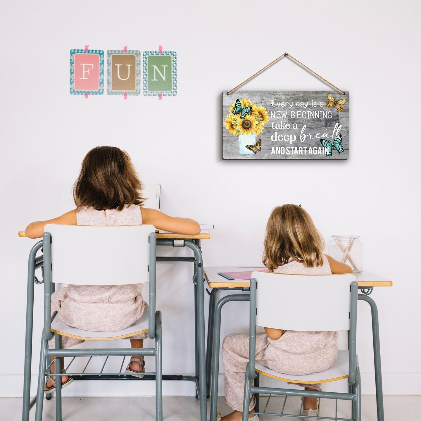 Decorations Every day is a new beginning - Dandelion Butterfly Wooden Wall Art, Motivational and Inspirational Decorations for Home,Housewarming Gift