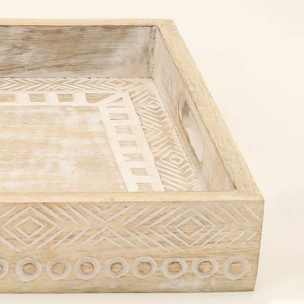 Wooden Tray (Nested) - Set of 3 Pcs - Distress White