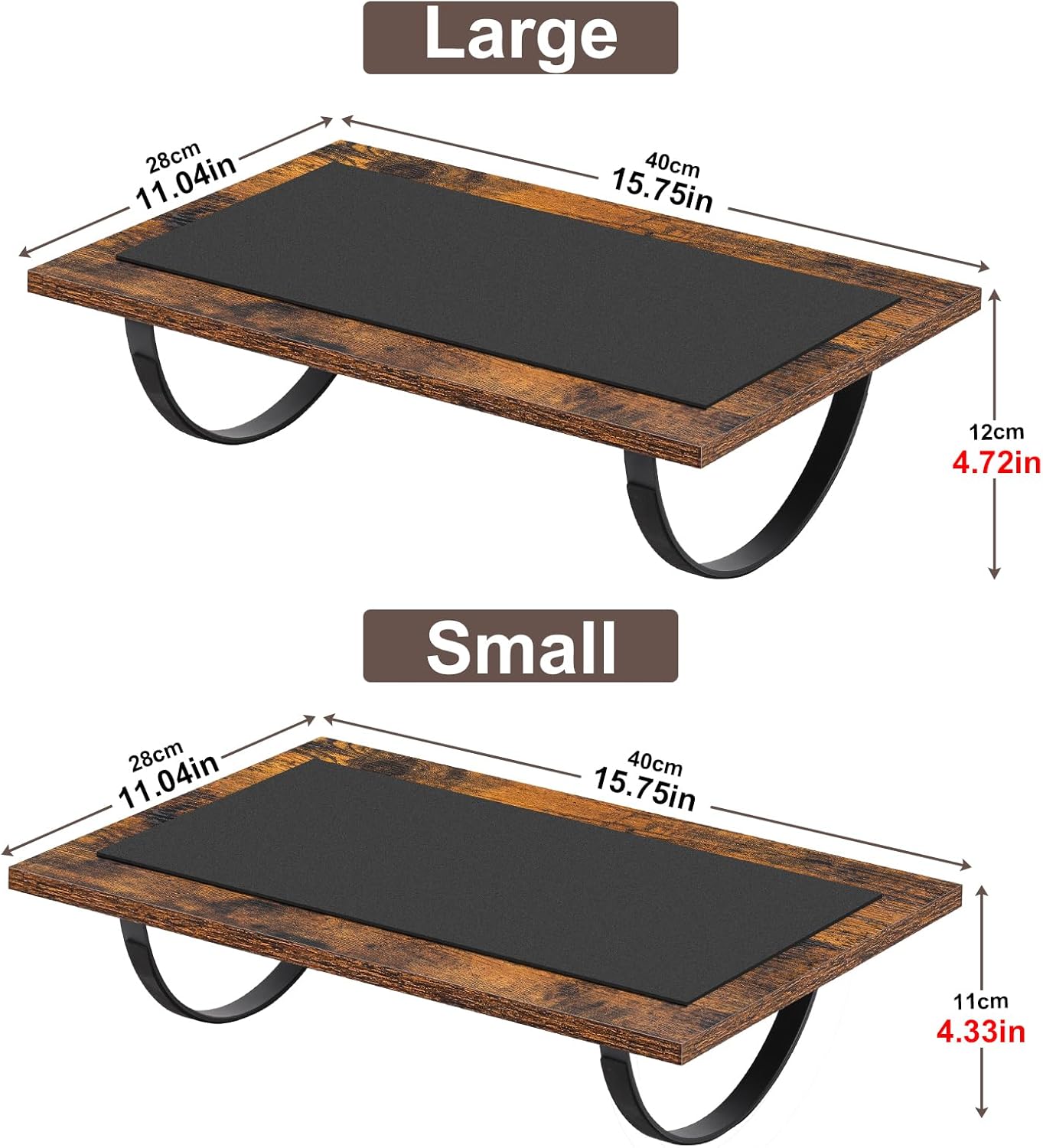 2-Pack Wooden Rocking Under Desk Foot Rest with Anti-Slip Surface – Ergonomic Adjustable Footrest for Office & Home, 4.7” Height, Brown