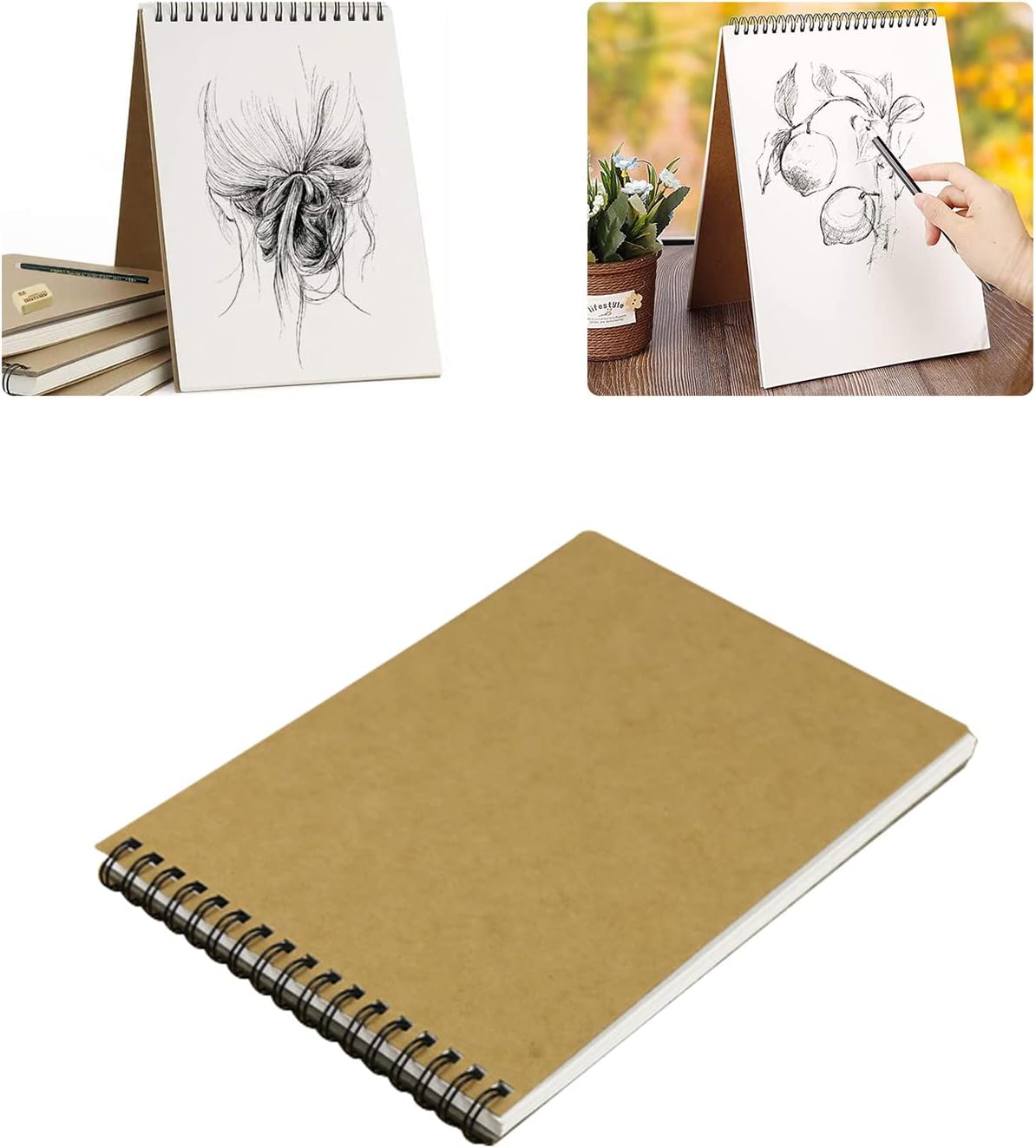 A5 (8.3&#x22;x5.8&#x22;) Spiral Sketch Book, Sketchbook for Drawing and Sketching, 30 Sheets, 160gsm Paper, Vertical Sketch Pad