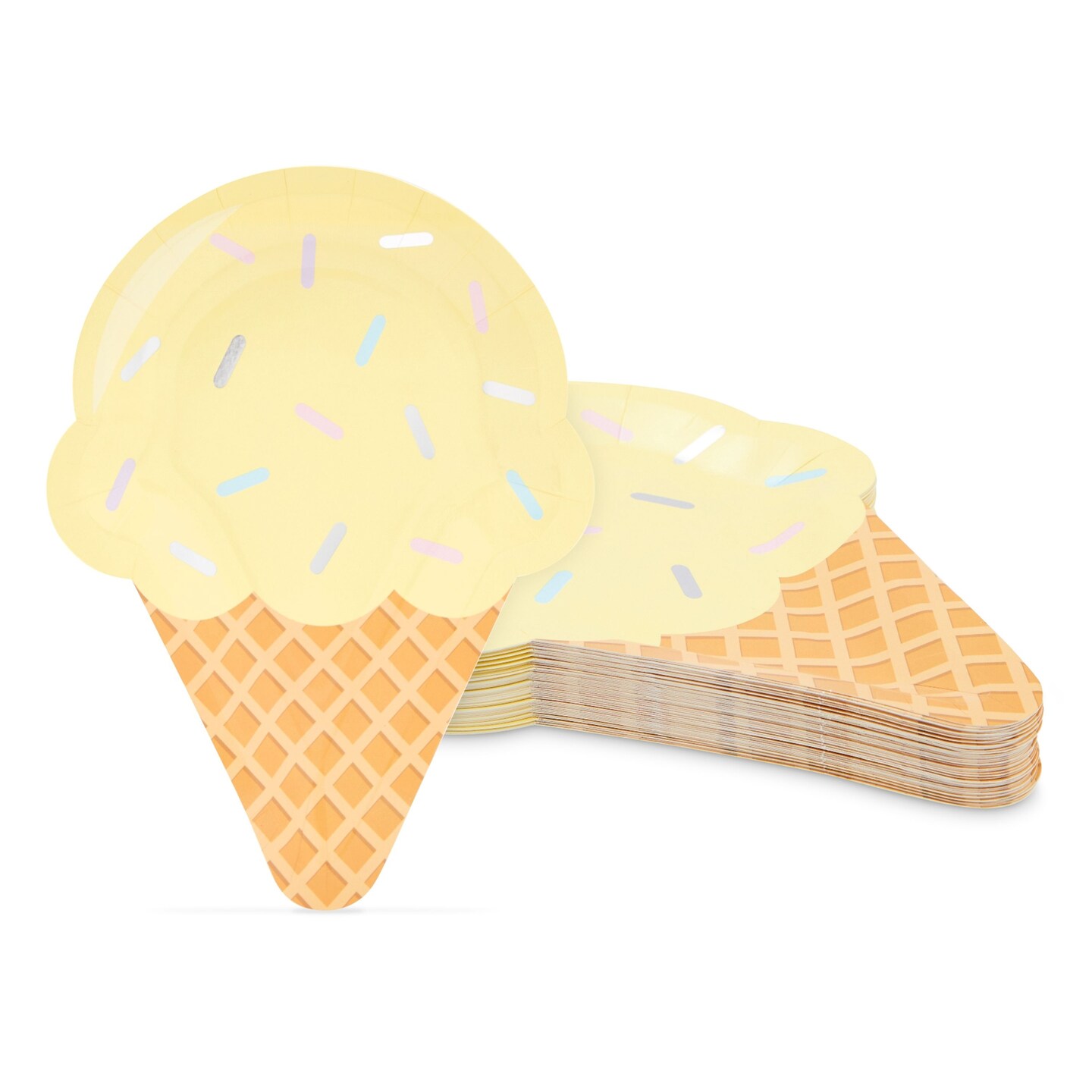 Ice Cream Plates for Kids Birthday Party Decorations (8 x 10 In, 48 Pack)