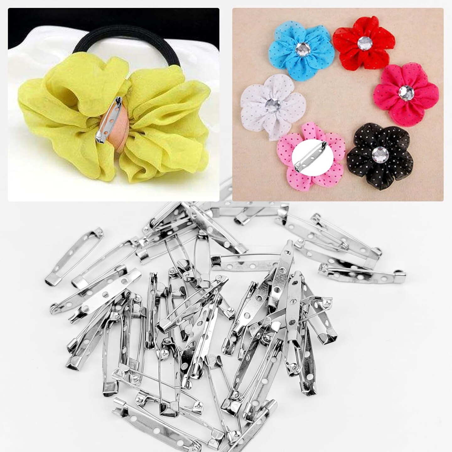 50 Pcs Silver Bar Pins, Safety Pins - Secure Back Clasp - Reliable Brooch Pins for Various Uses Locking Pins Backs Safety Clasp Brooch (35MM, Silver)