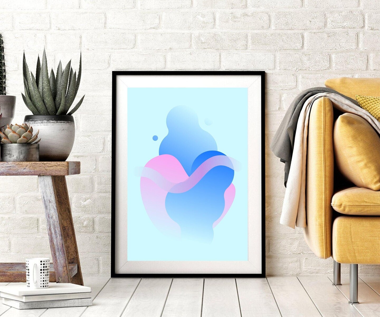 Abstract Artwork Light Blue Design Wall Art Wall Decor H Classic Framed Canvas Prints Framed art