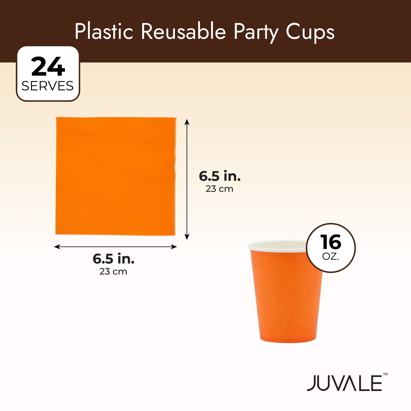 Serves 24 Orange Party Supplies with Paper Plates, Cups, and Napkins for Birthday, Picnic, Summer Events (72 Pieces)