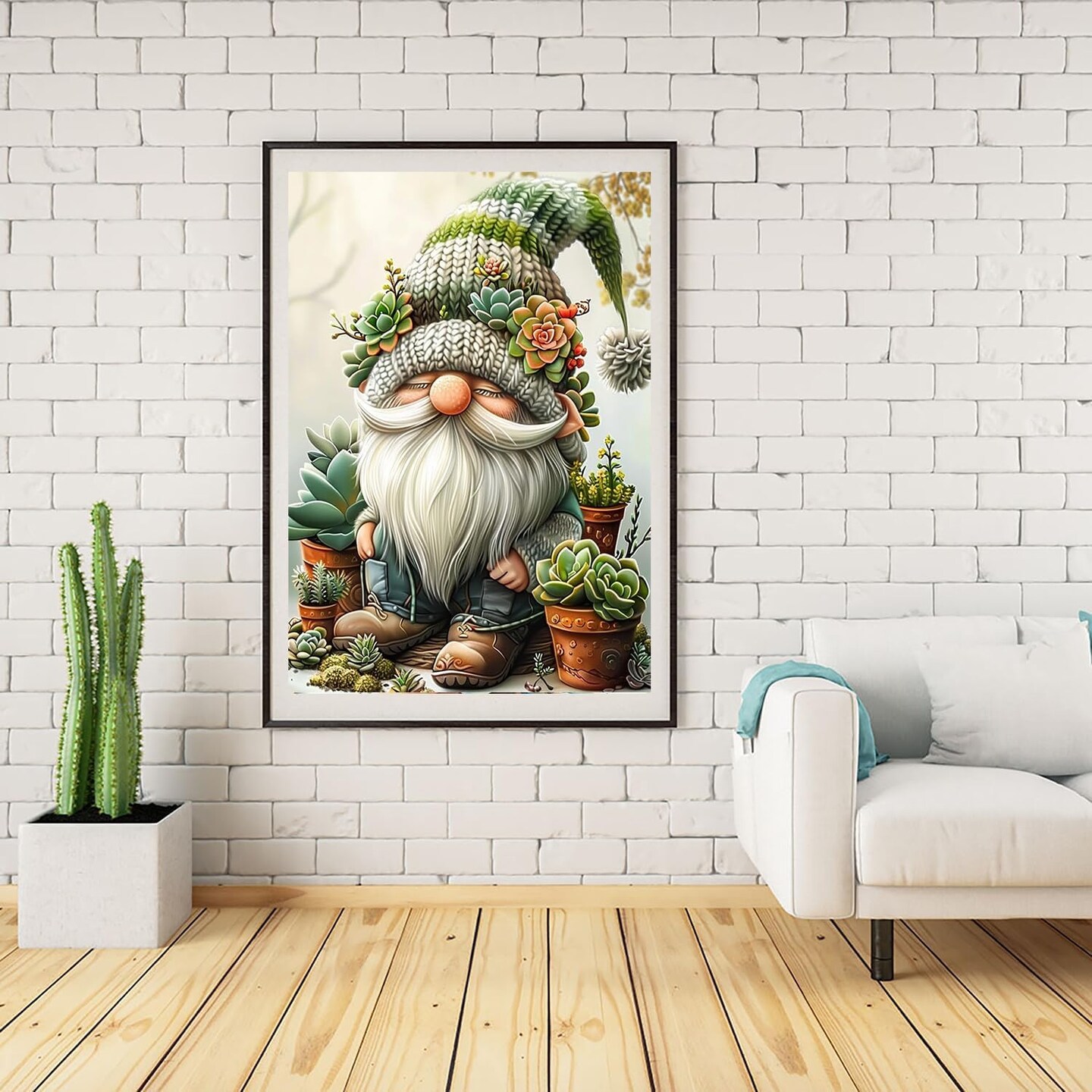 Diamond Painting Kits for Adults - Gnome Succulents 5D Diamond Art Kits for Beginner DIY Full Drill Diamond Dots