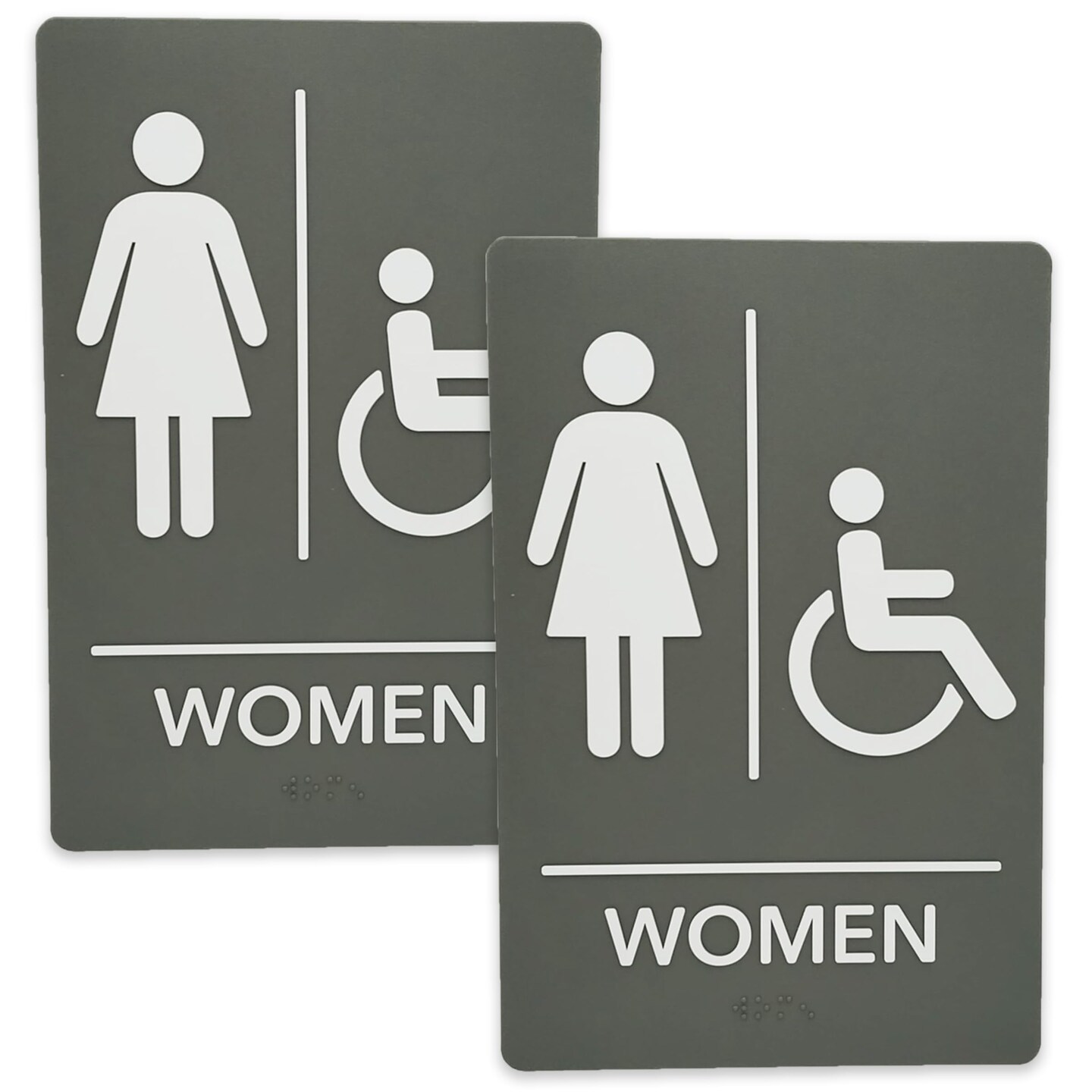 ADA-Compliant Wayfinding Signs – Durable, Non-Glare, Scratch-Resistant & Ready to Install. Featuring Grade 2 Braille & Raised Tactile Text, These Premade Signs Ensure Easy Compliance for Businesses 2 Pack