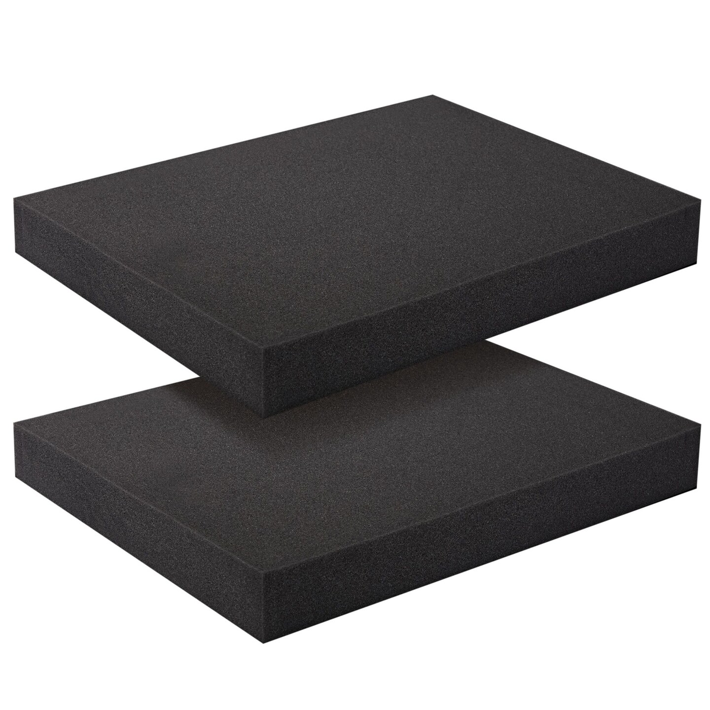 2-Pack Packing Foam Sheets - 16x12x2 Customizable Polyurethane Insert Pads for Tool Case Cushioning, Crafts (Black)