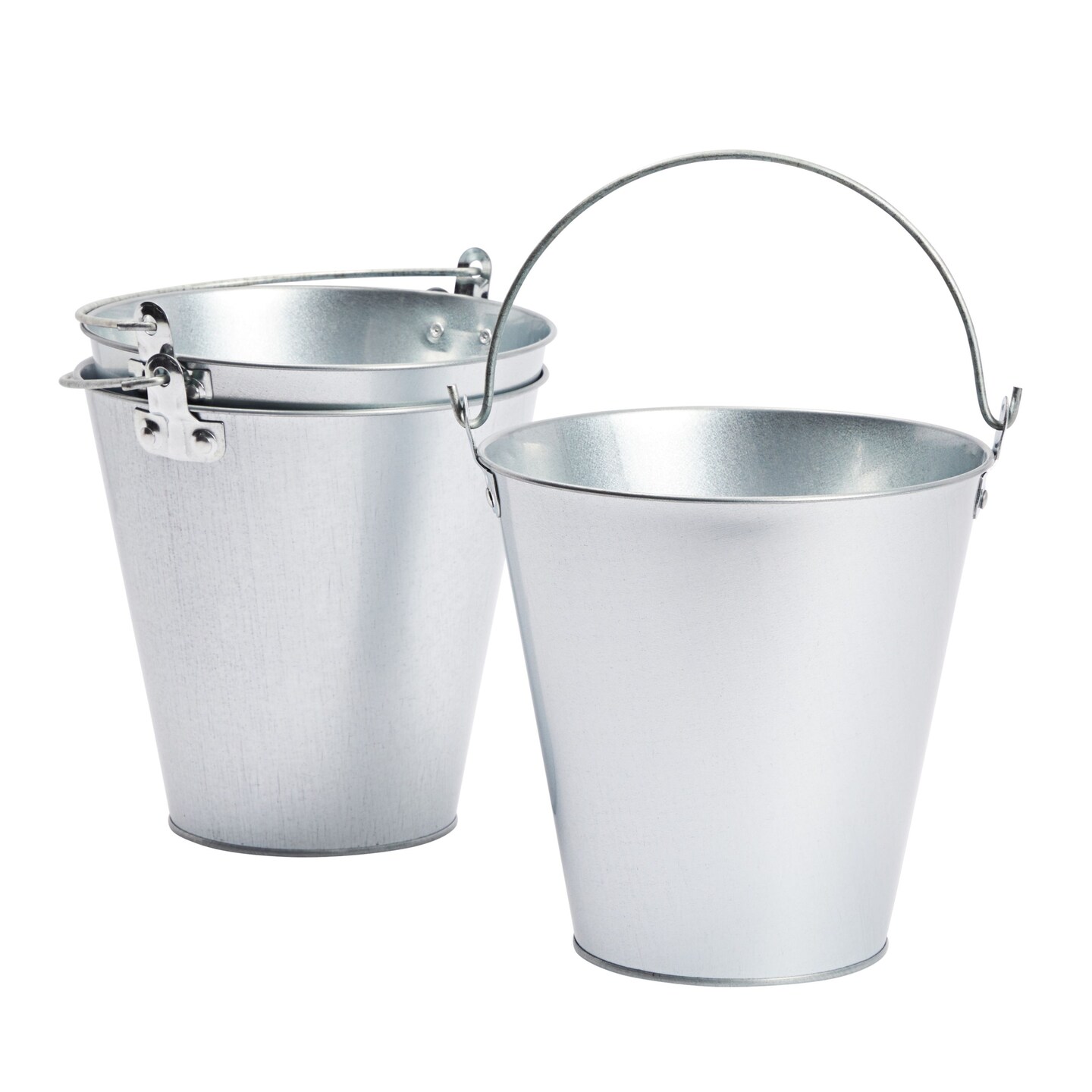 3 Pack Galvanized Metal Ice Buckets for Parties, 7 Inch Tin Pails with Handles for Beer, Wine, Champagne, Home Decor, Table Centerpieces, Wedding Decorations, (100 Oz)