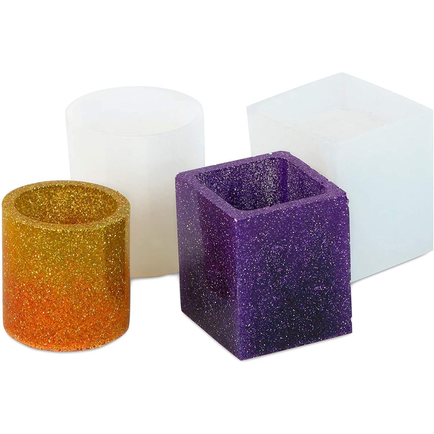 Silicone Resin Cup Forms for DIY Cylinders and Cubes (2.5 In, 2 Pack)