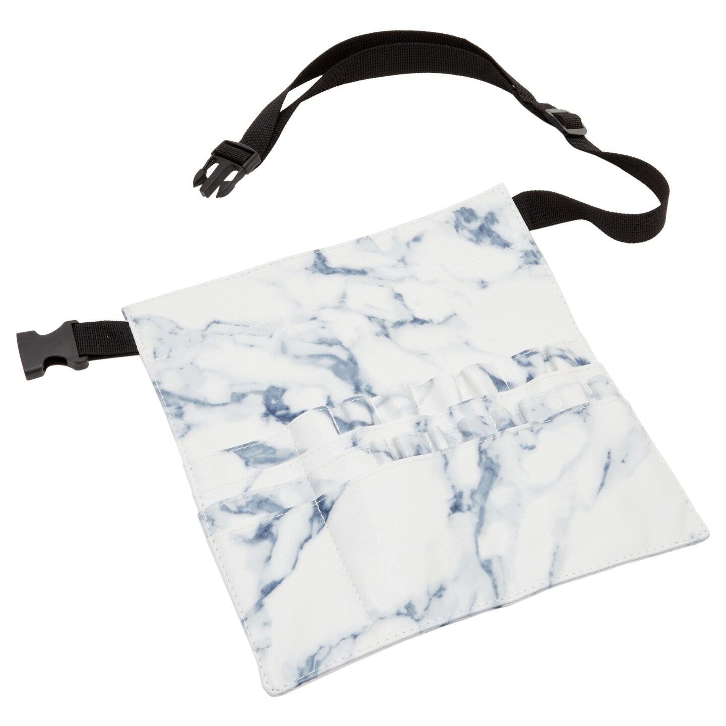 Makeup Brush Belt with 22 Pockets, Marble PU Leather (10.2 x 9.7 x 2 Inches)