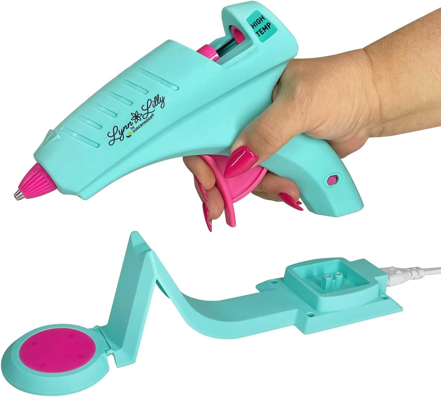 Cordless/Corded Full Size Hot Glue Gun Kit with All Purpose Hot Glue Roll and Tough High Strength Glue Sticks - Blue