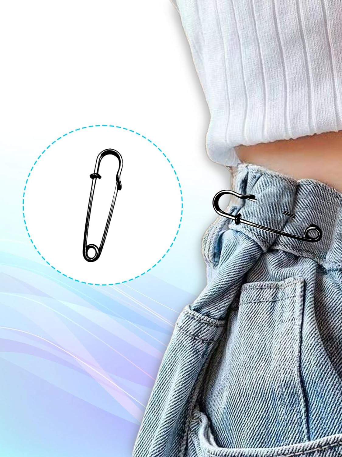 Black Safety Pins Large,55mm/2.17&#x22; Large Safety Pins Pack of 15Pcs Heavy Duty Big Safety Pin for Clothes Giant Safety Pin Available for Thick Fabric,Leather,Diapers Fixed Blankets,Shawl