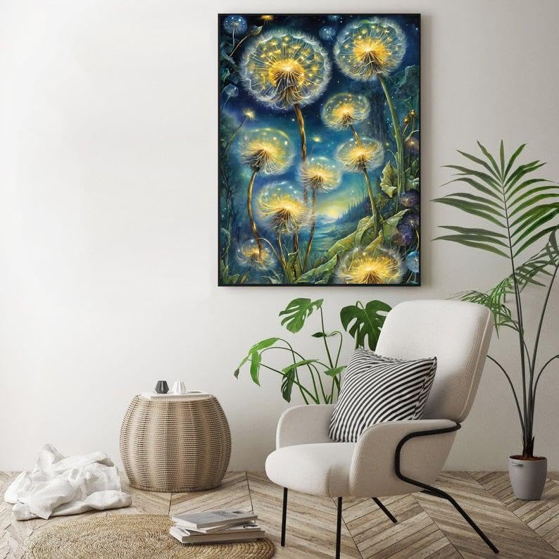 Dandelion Paint by Numbers Kit for Adult,Art Acrylic Adult Paint by Number Kits on Canvas,DIY Paint by Numbers Without Frame for Home Wall Decor,16x20Inch.