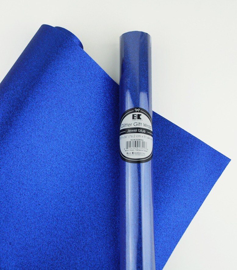 Best Creation Glitter Gift Wrap, 30 x 36-Inch Jewel Blue 2 ROLLS