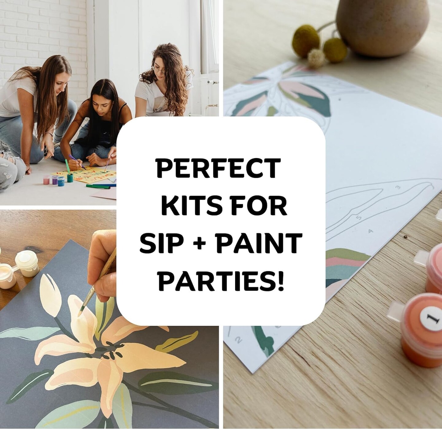 Paint by Numbers Kit, Beginner Friendly Adult Paint by Number Kits - Artistic Painting Kit for Mindful Creativity Sip and Paint Art Kit