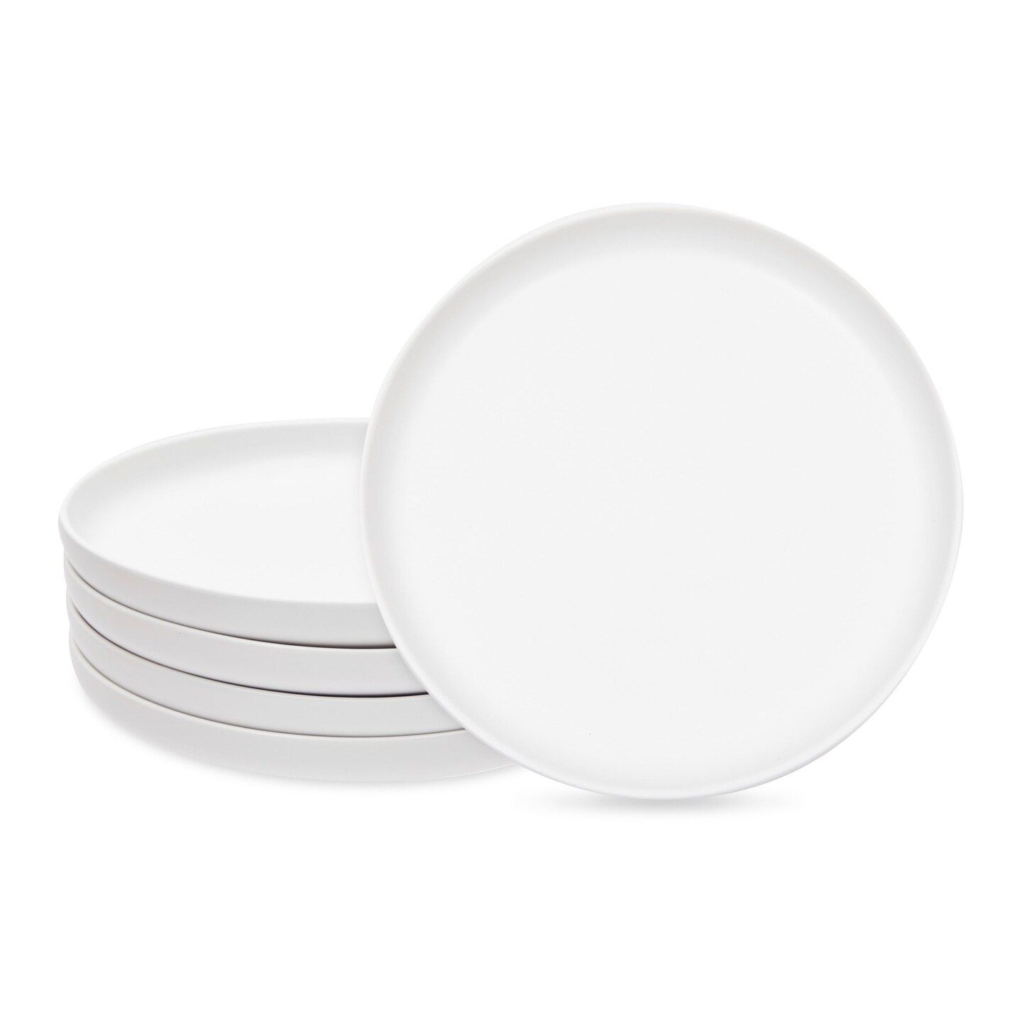 White Ceramic Dinner Plates Set of 4 Serving Dinnerware Dishes (8 Inches)