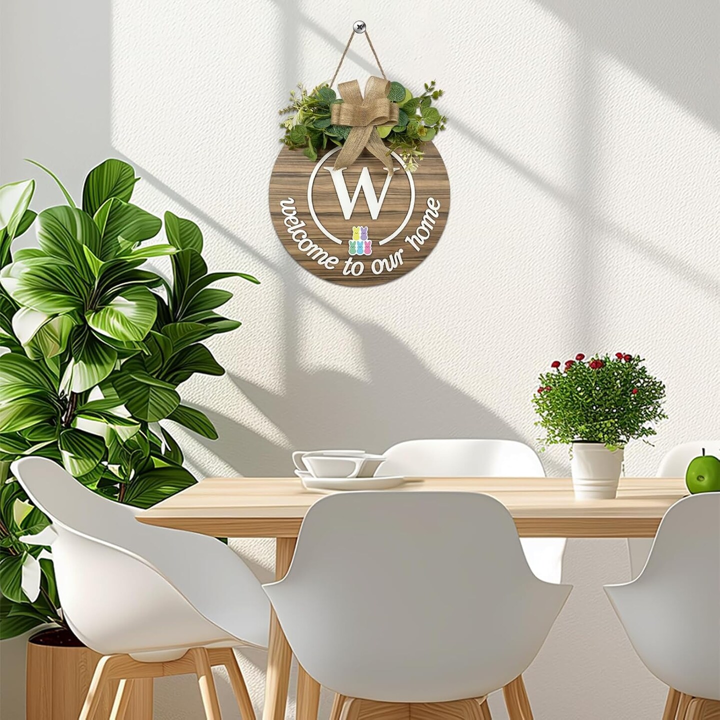Summer Welcome Sign Front Door Decor Wooden Wreaths for Front Door Wreath Rustic Initial House Warming Porch Wall Home Decorations for All Seasons