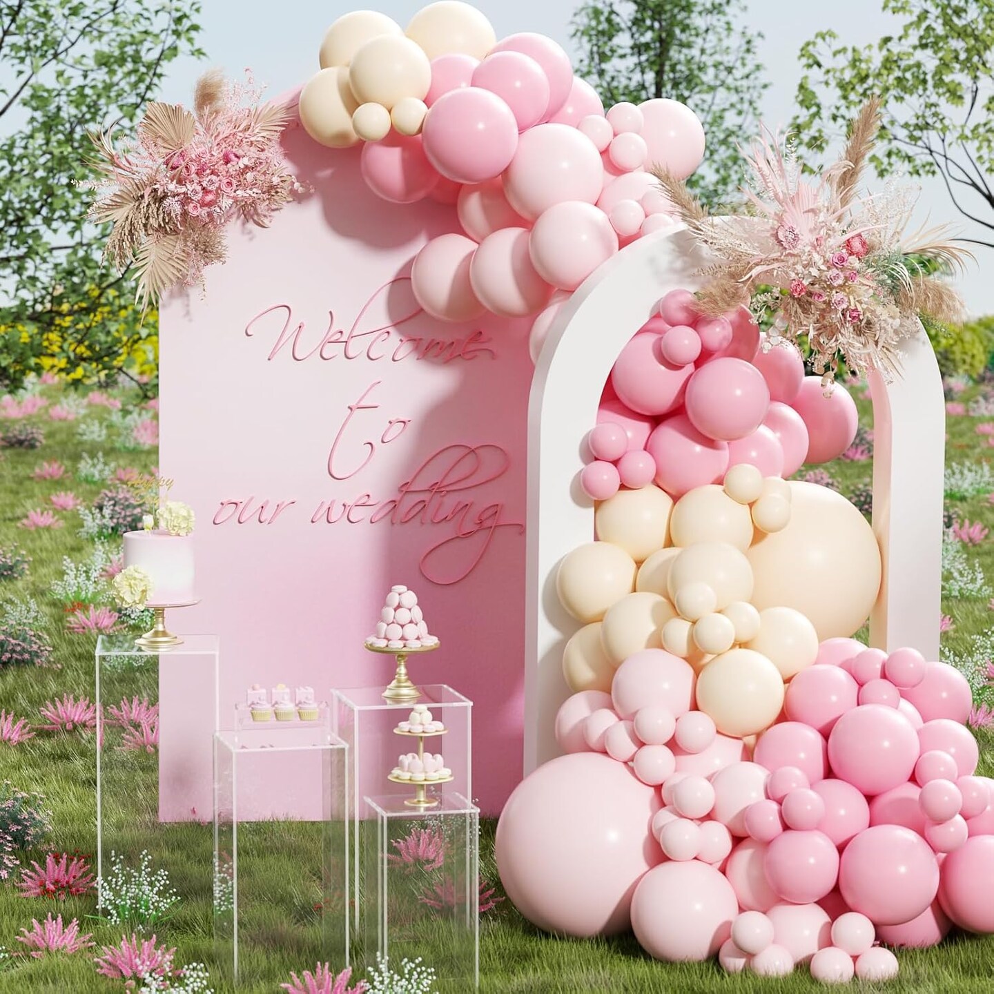 Bride Balloon Arch Garland Pastel Pink For Bridal Baby Shower Party Decoration Bobo Clear Nude Cream Double-Stuffed Girl Women Princess