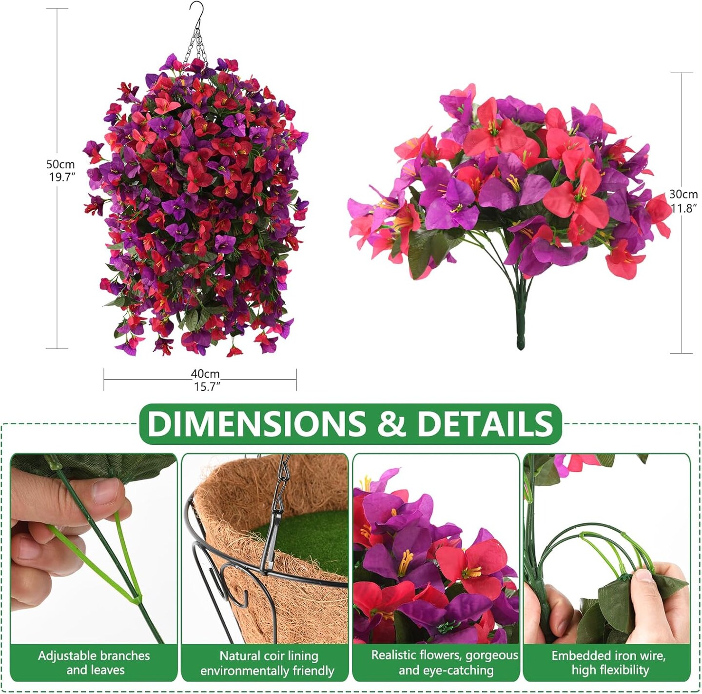 Artificial Fake Flowers Hanging Basket