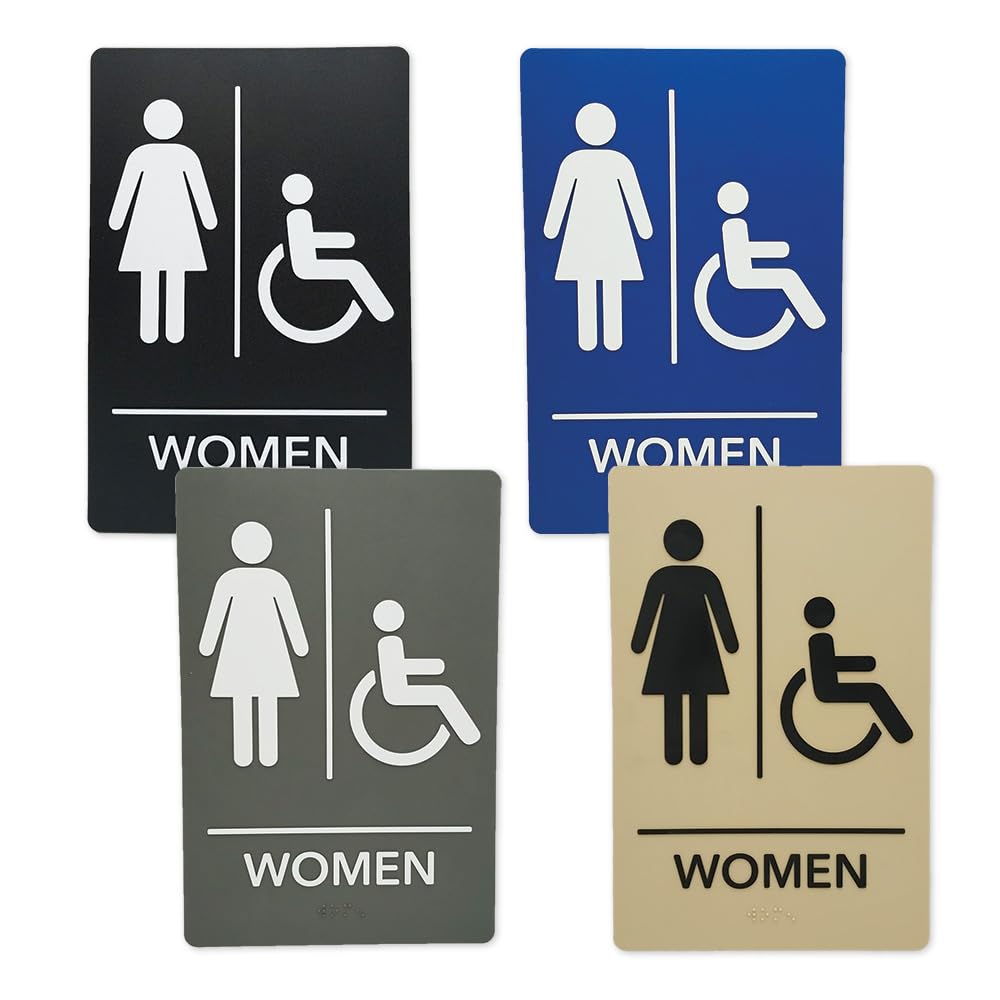ADA-Compliant Wayfinding Signs &#x2013; Durable, Non-Glare, Scratch-Resistant &#x26; Ready to Install. Featuring Grade 2 Braille &#x26; Raised Tactile Text, These Premade Signs Ensure Easy Compliance for Businesses 2 Pack