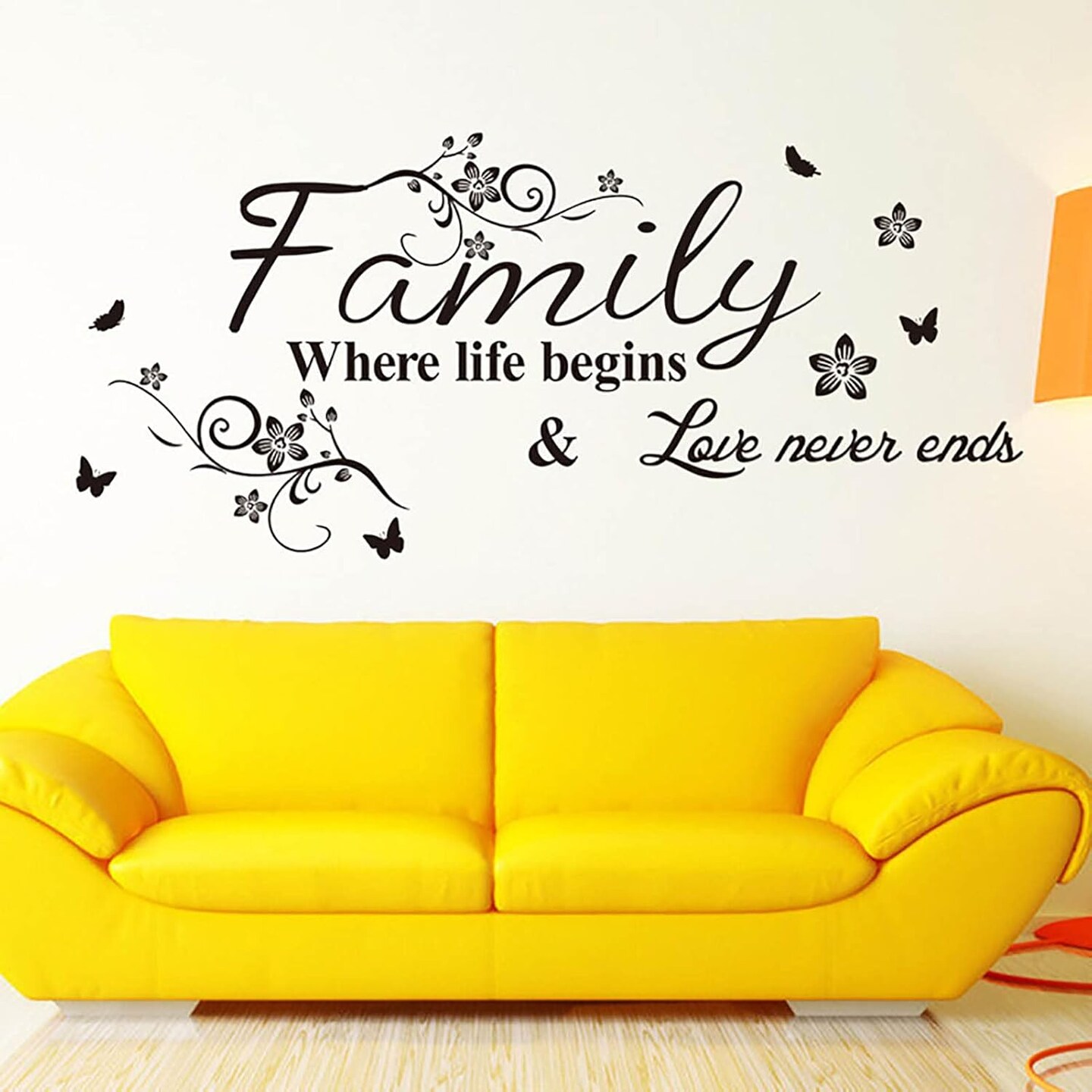 Wall Stickers, Home Decorations for Living Room, Family &#x27;Where Life Begins &#x26; Love Never Ends&#x27;, Multicolor Letter Wall Decor, Vinyl, Custom Style, Matte Finish